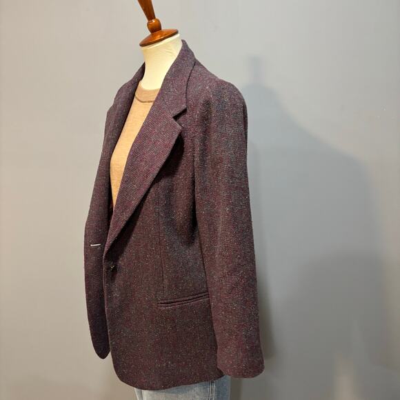 Vintage Courtenay women's wool blazer burgundy and maroon tweed, women’s size 10 - Picture 2 of 11